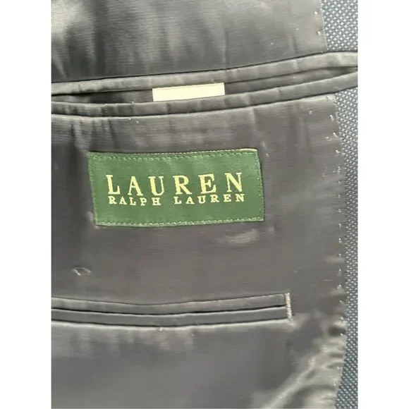 Lauren Ralph Lauren Sport Coat Suit Jacket Blazer Navy Blue Size 46R Double Vent